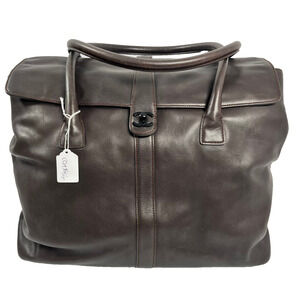 Chanel Travel Bag Dark Brown Lambskin Leather Vintage 1997-1999 w/COA